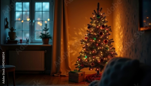 a room full of warmth on christmas eve decorated with a christmas tree