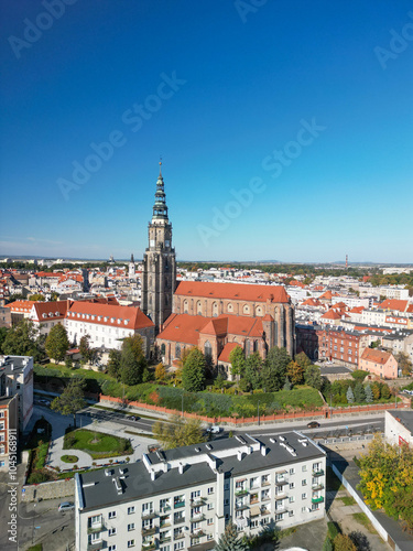 Aerial view of the city of Świdnica in Poland
