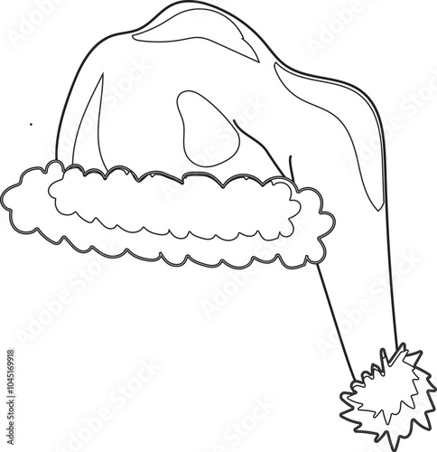 hand drawn vector illustration of an santa claus hat for kids coloring book