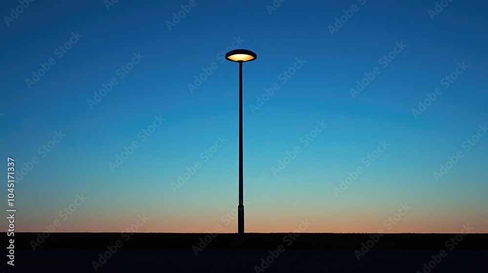 Tall Solitary Light Pole Against Evening Sky Tall Solitary Light Pole Against Evening Sky