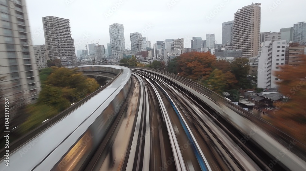 Striking POV from the Yurikamome Monorail in Tokyo Striking POV from the Yurikamome Monorail in Tokyo