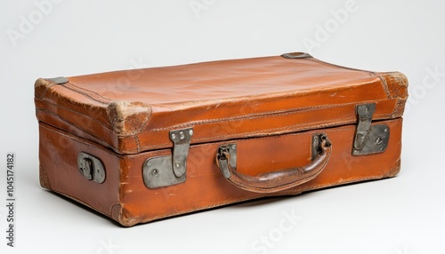 A vintage brown leather suitcase ready for travel adventures and exploration