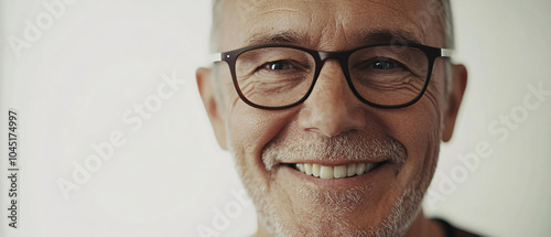 Closeup Portrait of a Senior Man Smiling With Glasses