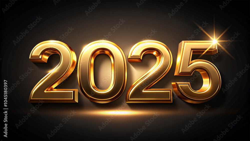 Gold metallic 2025 typography for New Year, sleek and elegant design. Gold metallic 2025 typography for New Year, sleek and elegant design.