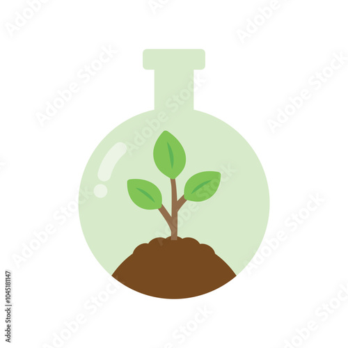 Growing sprout in beaker icon. Ecology, environment, natural, green, energy, laboratory research concepts. Flat vector design isolated illustration.