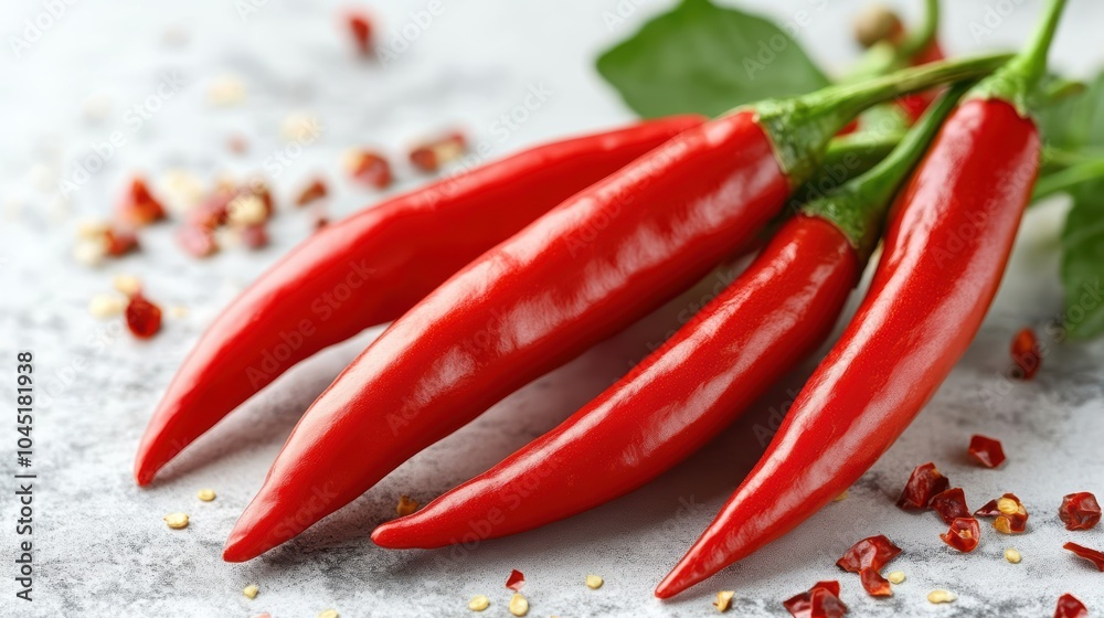 Vibrant Red Chili Peppers on a Light Background Vibrant Red Chili Peppers on a Light Background
