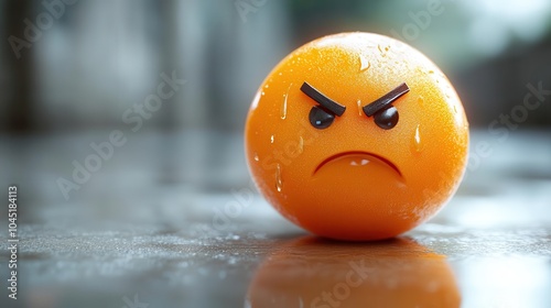 three-dimensional emoji with a downcast face and a sweat drop, rendered in a glossy finish against a crisp white background, capturing a relatable expression of mild embarrassment