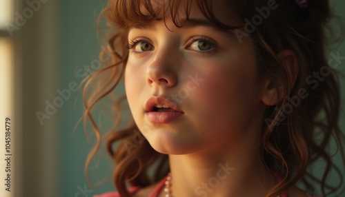 Young woman's emotional face on a simple background. An amazing portrait of youthfulness and elegance.