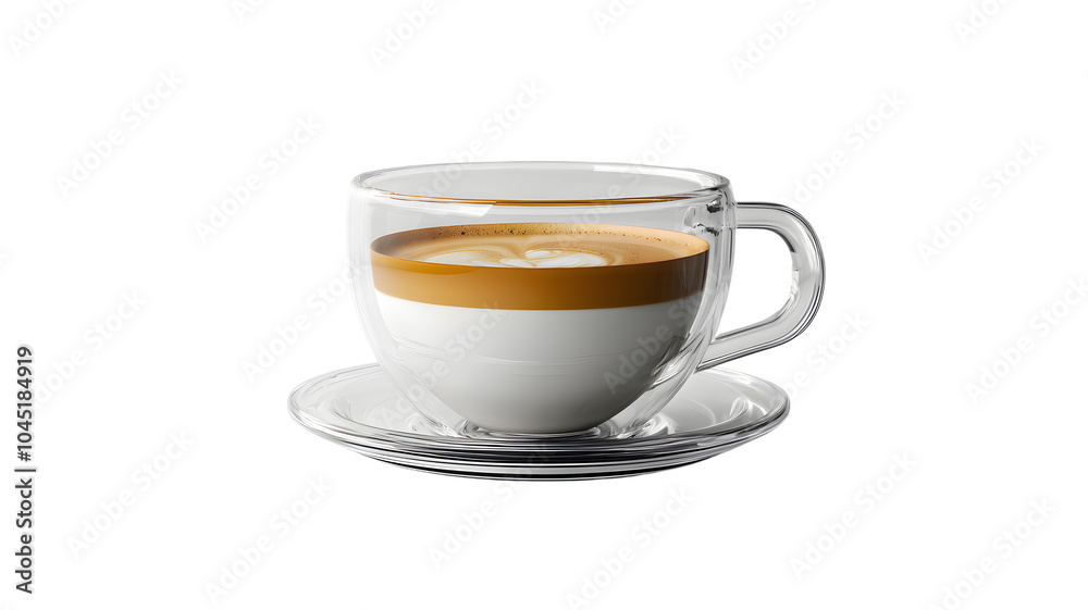 Naklejka premium Elegant Glass Cup with Creamy Coffee Layer