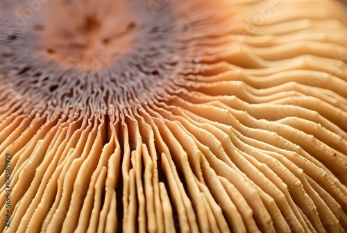 Mushroom Cap Close up of the gills or texture of a mushroom cap photo