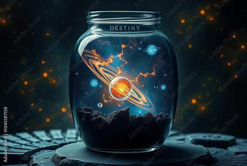 DestinyThe universe inside the jar is a symbol of destiny with i DestinyThe universe inside the jar is a symbol of destiny with i