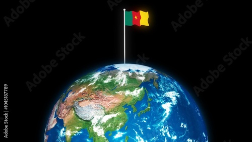 Cameroon Flag on Earth Illustration