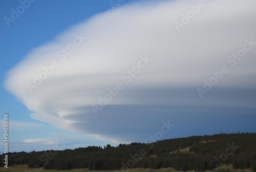 Flat pancake like lenticular clouds ; photo