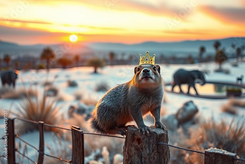 _. Squirrel perched on a fenceA squirrel sitting on a fence, loo photo