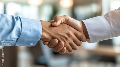 close-up of a hand shaking another hand in a professional setting,