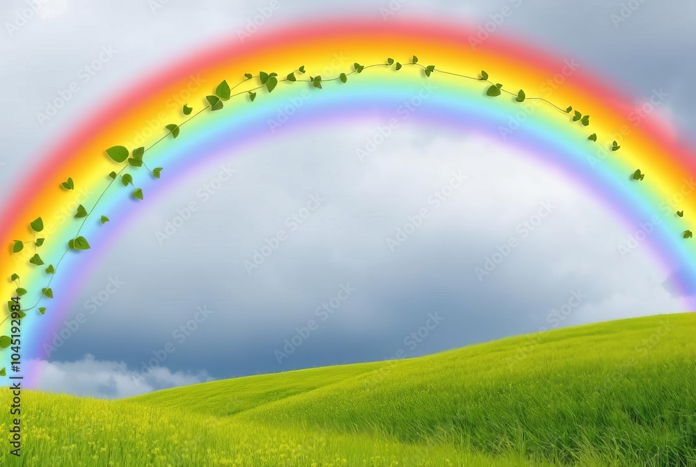 Rainbow with Leaves – A rainbow with leaves growing along each Rainbow with Leaves – A rainbow with leaves growing along each