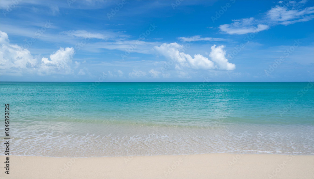 Serene Beach with Turquoise Waters and Soft White Clouds
Serene Beach with Turquoise Waters and Soft White Clouds