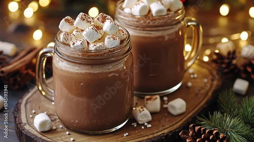 Filling mason jars with homemade hot cocoa mix, topped with marshmallows, and adding decorative labels for gifts. . Video