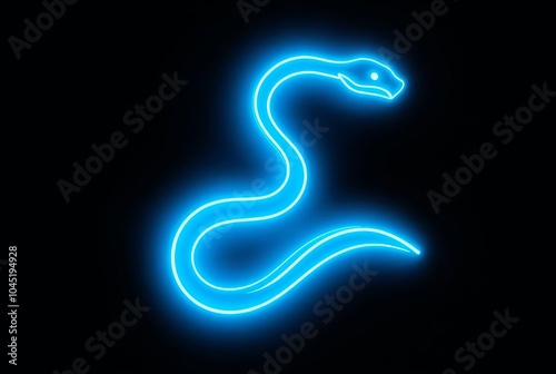 Neon Snake A winding neon lit snake shape with a vibrant electri