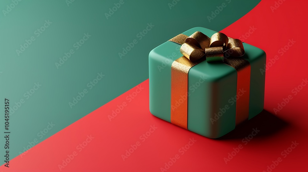 3D Colorful Gift Box with Ribbon on Gradient Background. Christmas Theme. 3D Colorful Gift Box with Ribbon on Gradient Background. Christmas Theme.
