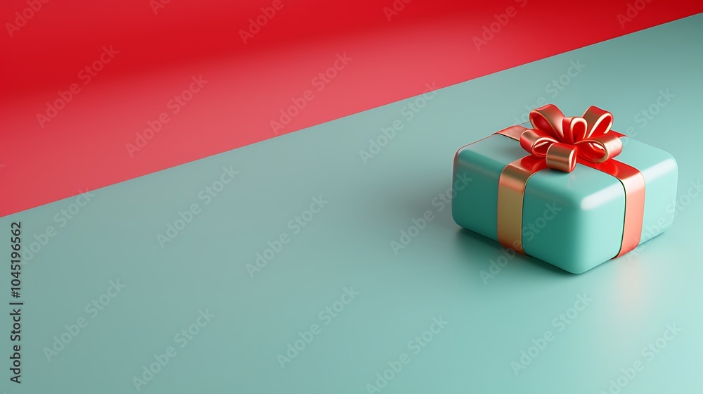 3D Colorful Gift Box with Ribbon on Vibrant Background. Christmas Theme. 3D Colorful Gift Box with Ribbon on Vibrant Background. Christmas Theme.