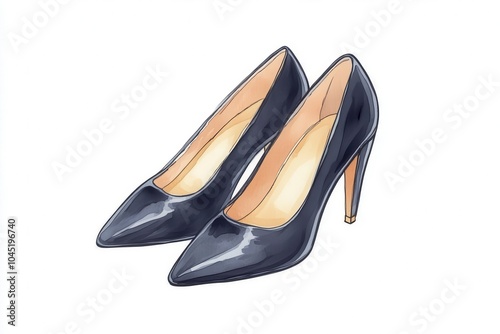 Elegant black high heels, stylish design on a white isolated background