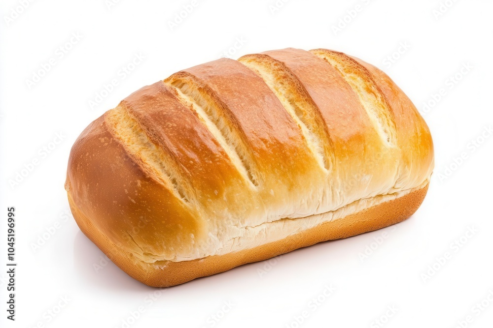 Freshly baked loaf of bread, golden crust, white isolated background. Freshly baked loaf of bread, golden crust, white isolated background.