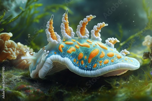 Sea Slug. Illustration of Nudibranchs, the Soft-Bodied Marine Gastropod Molluscs