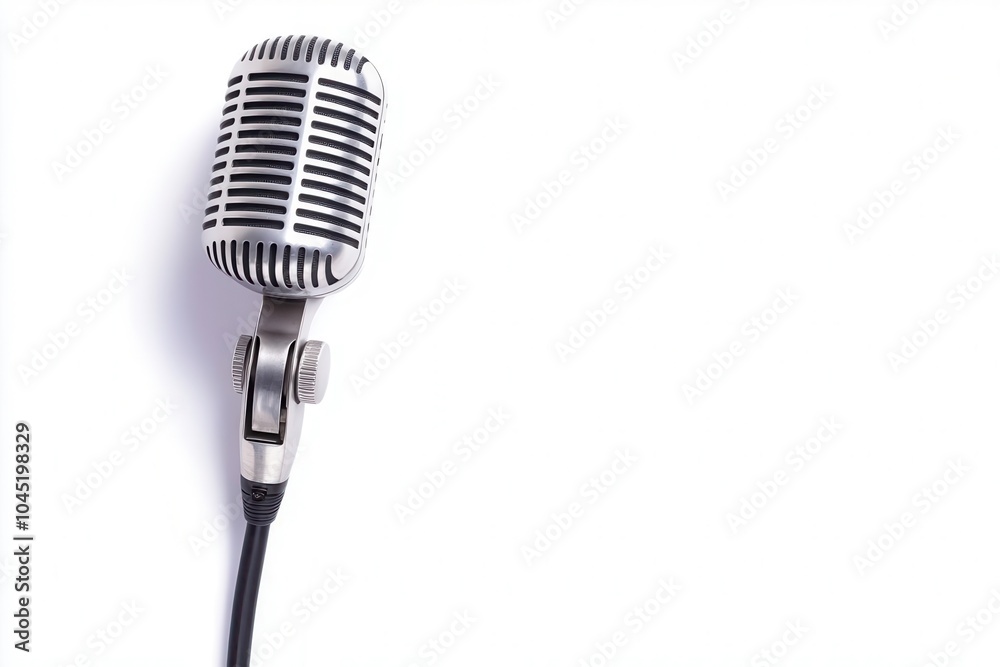 Fototapeta premium Vintage microphone on white isolate background