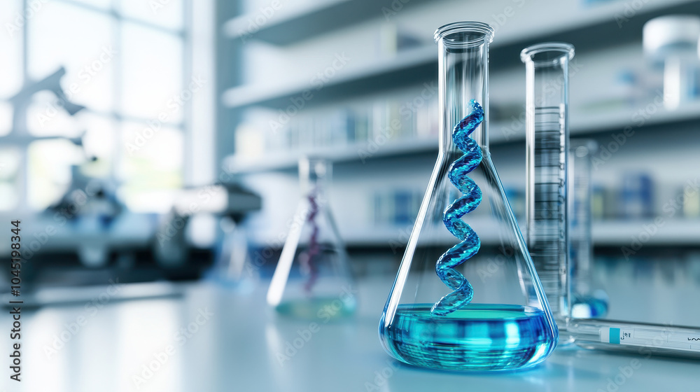 A vibrant lab colorful test tubes and flasks, with a striking blue solution highlighting a dynamic reaction. A vibrant lab colorful test tubes and flasks, with a striking blue solution highlighting a dynamic reaction.