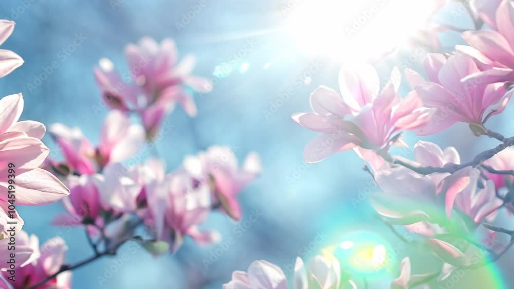 Beautiful pink flower with a blue sky in the background. The flowers are blooming and the sky is clear Beautiful pink flower with a blue sky in the background. The flowers are blooming and the sky is clear