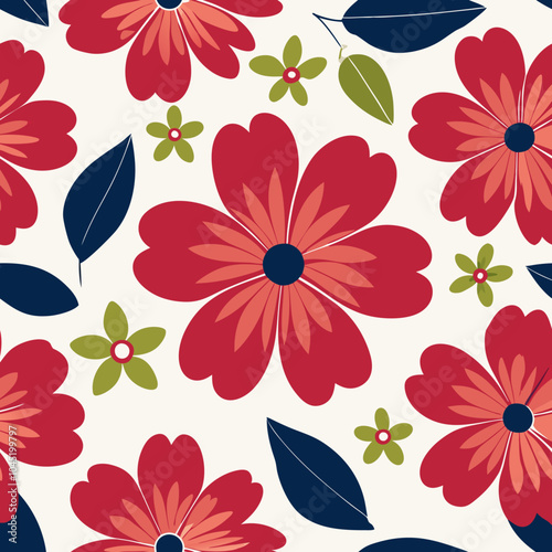 Flowers seamless pattern - vector illustration.