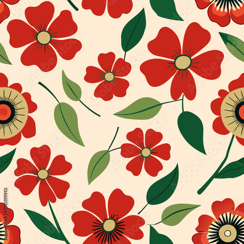 Flowers seamless pattern - vector illustration.