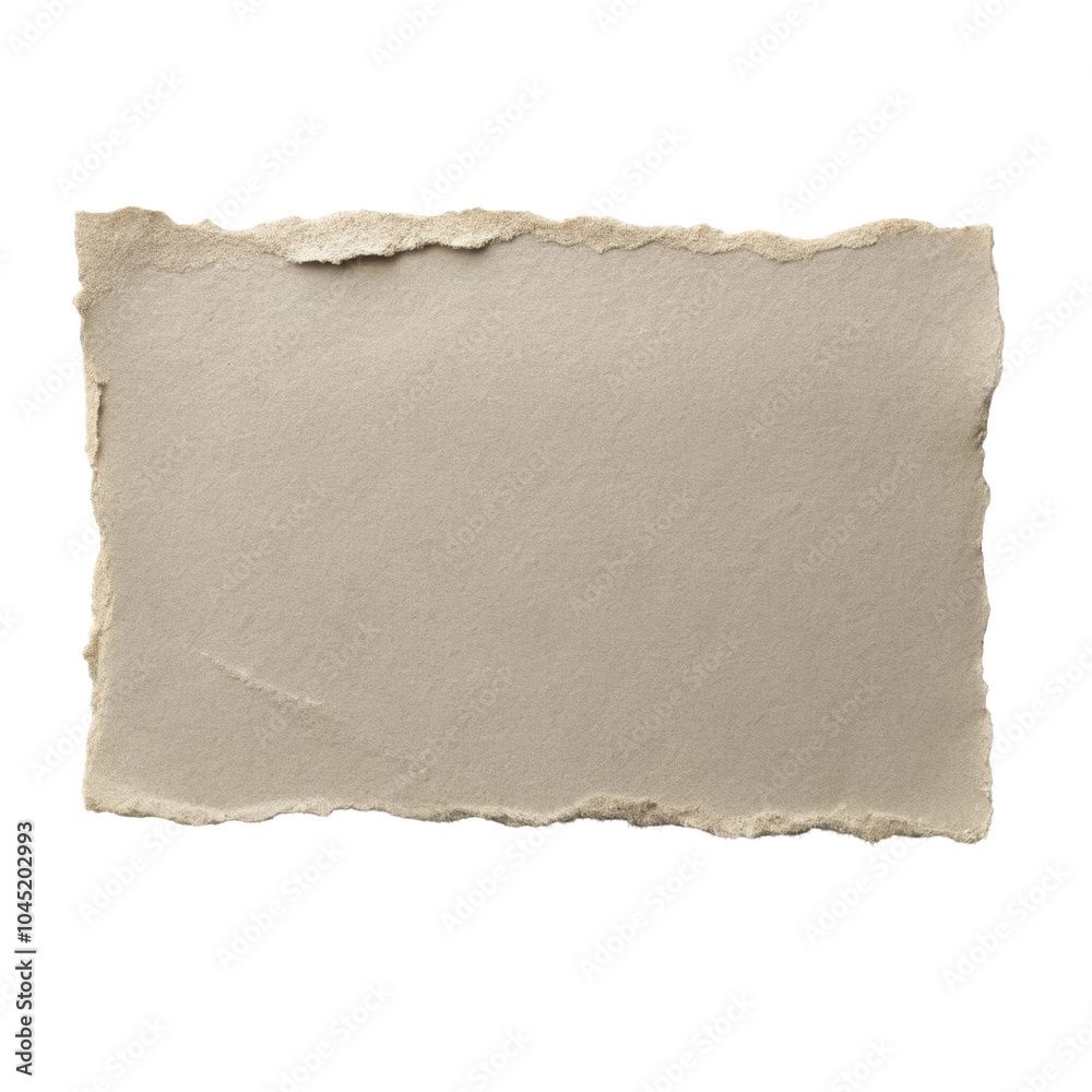 Obraz premium Horizontal torn paper sheet with rough edges, displaying a neutral tone ideal for crafts, backgrounds, and design projects. Isolated on transparent background, png.