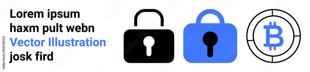 A visual featuring a black lock, a blue lock, and a Bitcoin symbol. Ideal for security, online transactions, cryptocurrency, data protection, and digital finance themes. Banner for landing page A visual featuring a black lock, a blue lock, and a Bitcoin symbol. Ideal for security, online transactions, cryptocurrency, data protection, and digital finance themes. Banner for landing page