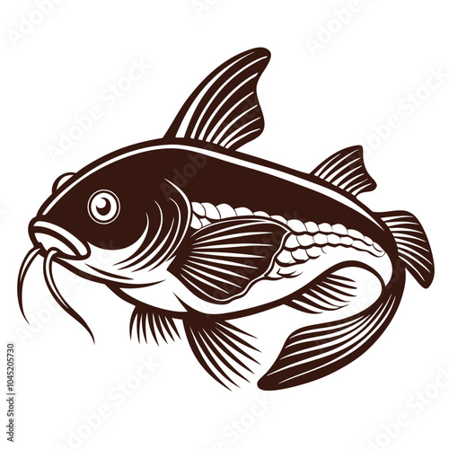 Corydoras Catfish silhouette vector illustration Isolated white background.