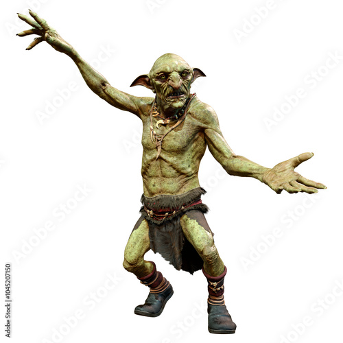 3D Rendering Fantasy Creature Hobgoblin on White
