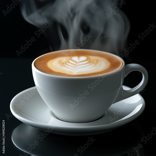 Steaming Cup of Cappuccino with Frothy Milk photo