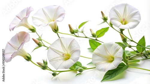 Field bindweed flowers isolated on white background at a tilted angle photo