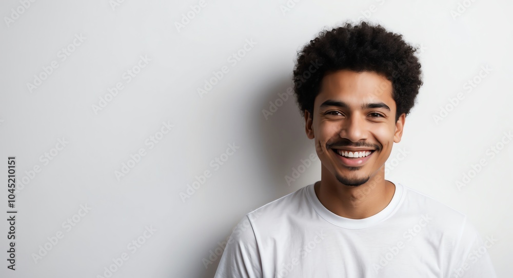 mixed race young man white background wearing plain white tshirt smiling happy portrait mixed race young man white background wearing plain white tshirt smiling happy portrait