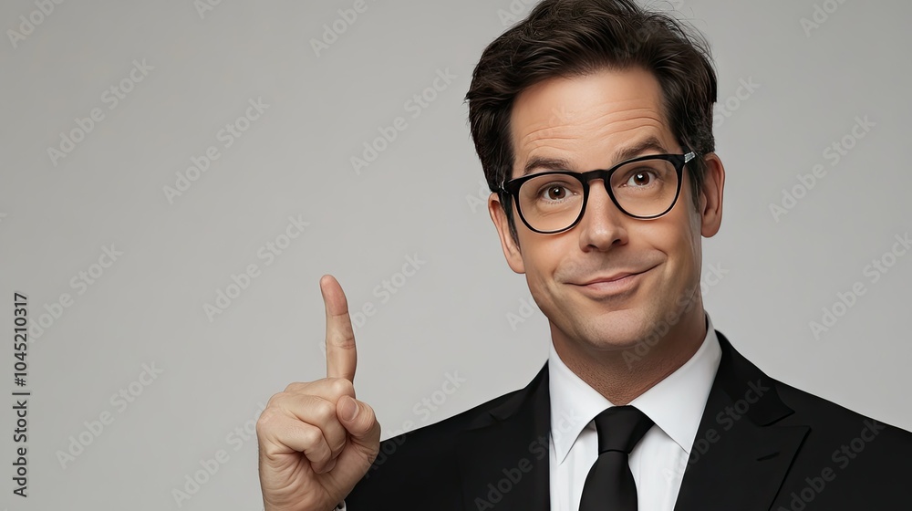 Confident Lawyer Gesturing with One Finger Up Confident Lawyer Gesturing with One Finger Up