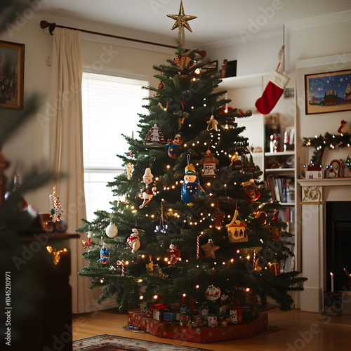 Christmas and Hanukkah tree with toys photo