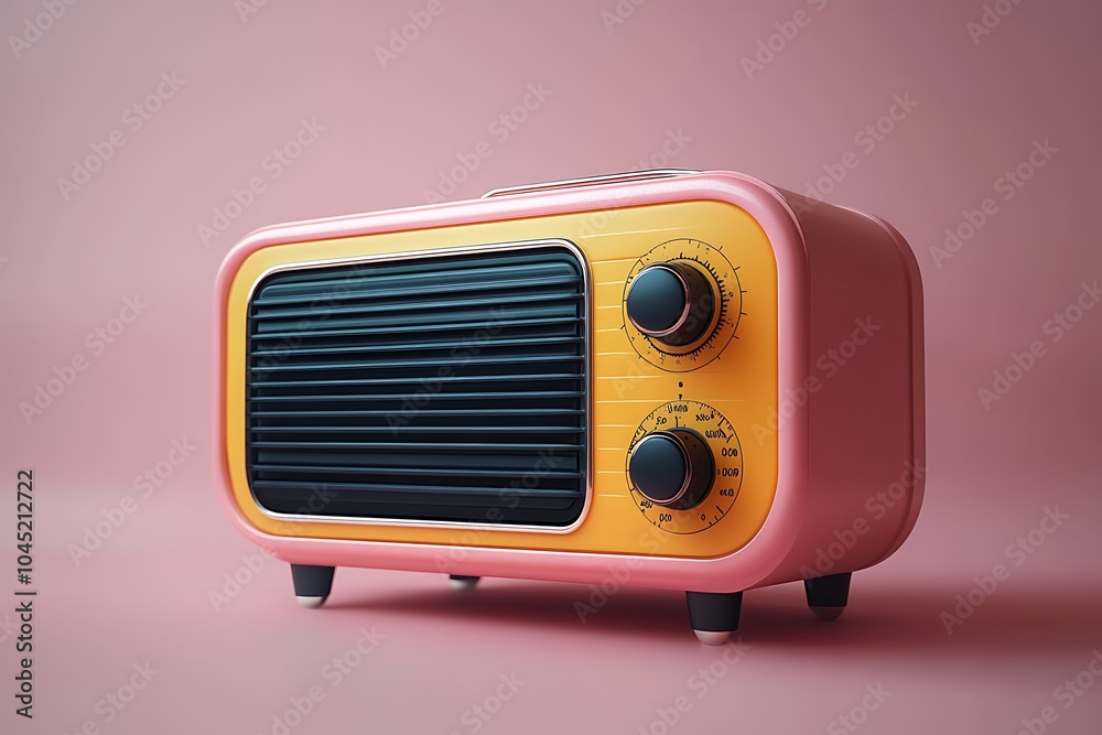  Antilo radio illustration design, 80s and 90s, retro colors on pastel green pink neon light background, copy space design 