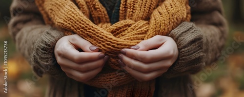 Close up of hands knitting ...