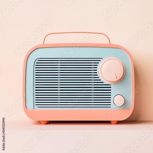  Antilo radio illustration design, 80s and 90s, retro colors on pastel green pink neon light background, copy space design 