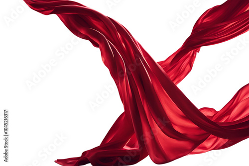 Red Silk fabric isolated on transparent background 