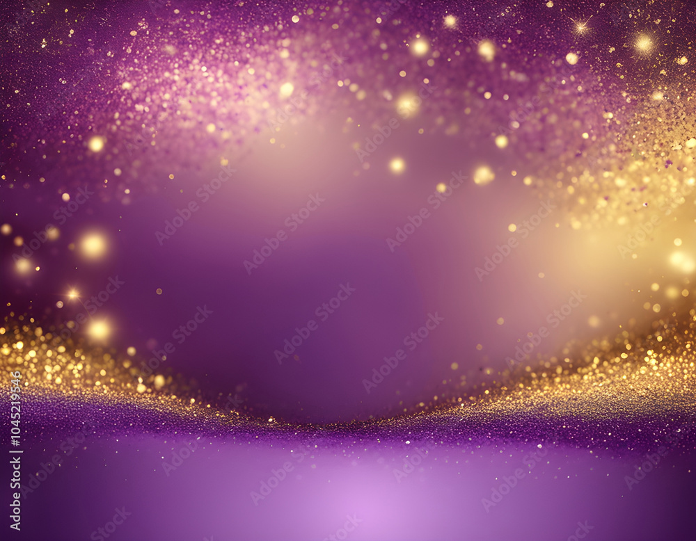 Obraz premium Purple Glitter golden background. Shiny gold texture for party invitation background
