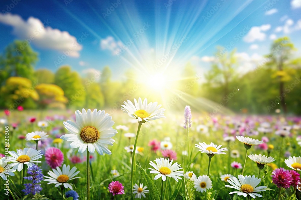 Floral spring meadow with wide-angle view Floral spring meadow with wide-angle view