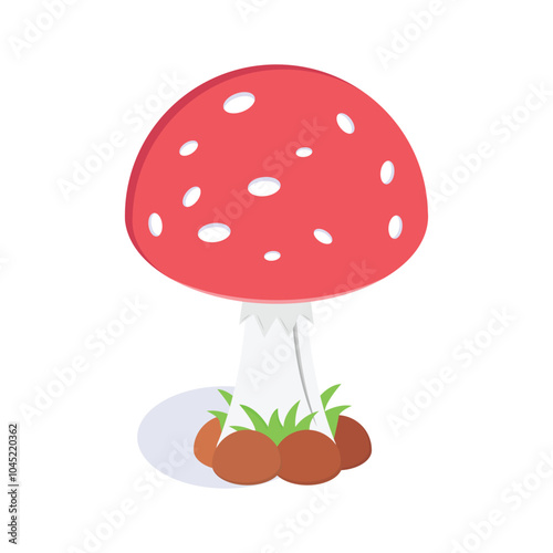 An isometric icon of mushroom, ready for premium use
