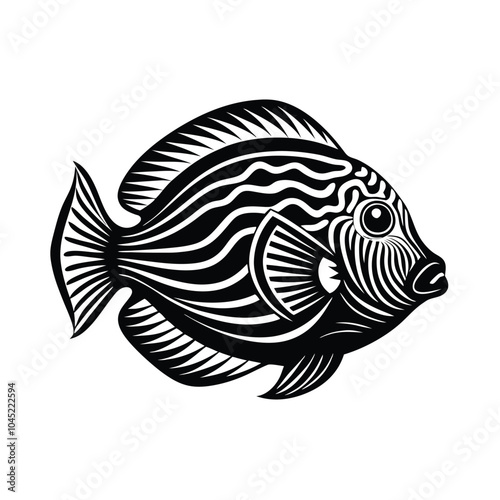 Drawing Triggerfish vector silhouette illustration Isolated white background.